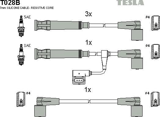 TESLA T028B - Kit cavi accensione www.autoricambit.com