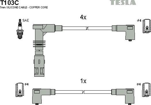 TESLA T103C - Kit cavi accensione www.autoricambit.com