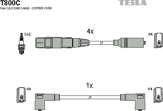 TESLA T800C - Kit cavi accensione www.autoricambit.com