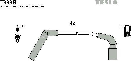 TESLA T888B - Kit cavi accensione www.autoricambit.com