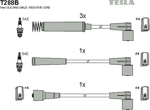 TESLA T288B - Kit cavi accensione www.autoricambit.com