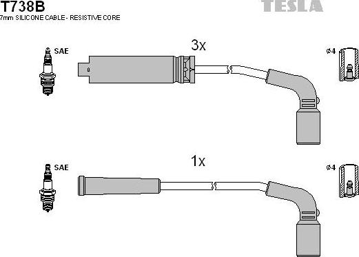 TESLA T738B - Kit cavi accensione www.autoricambit.com