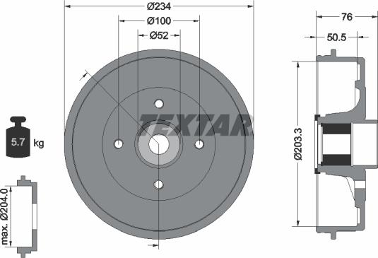 Textar 94045000 - Tamburo freno www.autoricambit.com