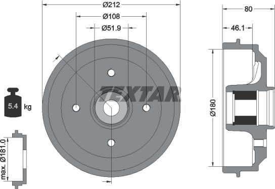 Textar 94041800 - Tamburo freno www.autoricambit.com