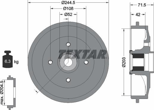 Textar 94041200 - Tamburo freno www.autoricambit.com