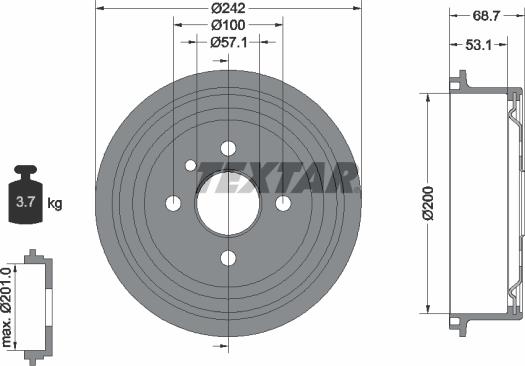 Textar 94048600 - Tamburo freno www.autoricambit.com