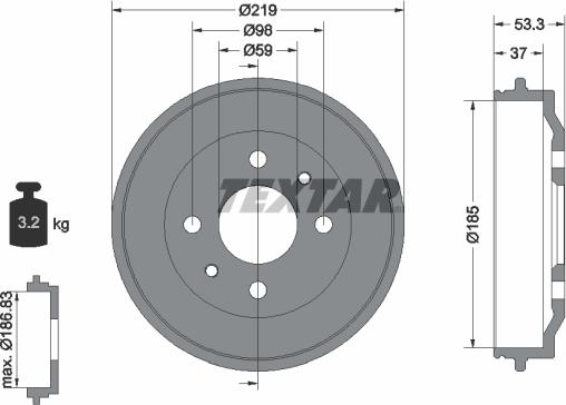 Textar 94006400 - Tamburo freno www.autoricambit.com