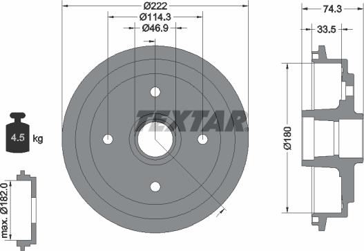 Textar 94019300 - Tamburo freno www.autoricambit.com