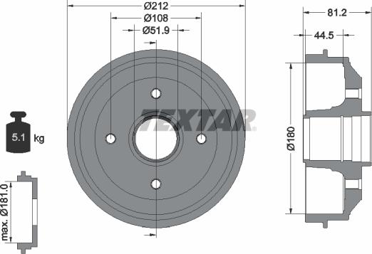 Textar 94014300 - Tamburo freno www.autoricambit.com