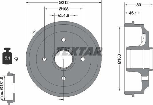 Textar 94014200 - Tamburo freno www.autoricambit.com