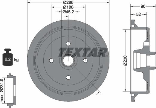 Textar 94011500 - Tamburo freno www.autoricambit.com