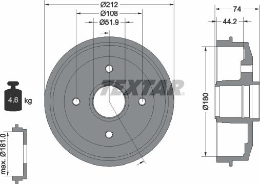 Textar 94011800 - Tamburo freno www.autoricambit.com