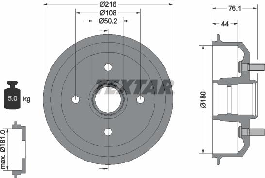 Textar 94018500 - Tamburo freno www.autoricambit.com