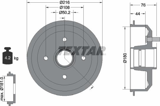 Textar 94012900 - Tamburo freno www.autoricambit.com