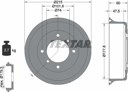 Textar 94017100 - Tamburo freno www.autoricambit.com