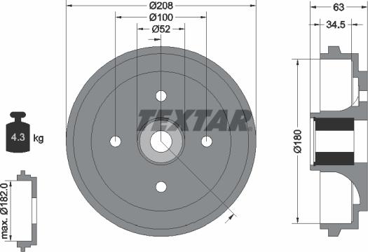 Textar 94032500 - Tamburo freno www.autoricambit.com