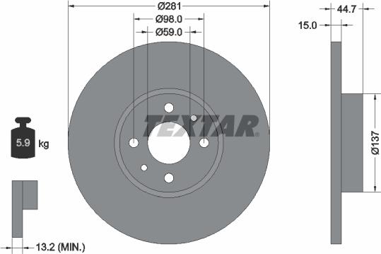 Textar 92097400 - Discofreno www.autoricambit.com