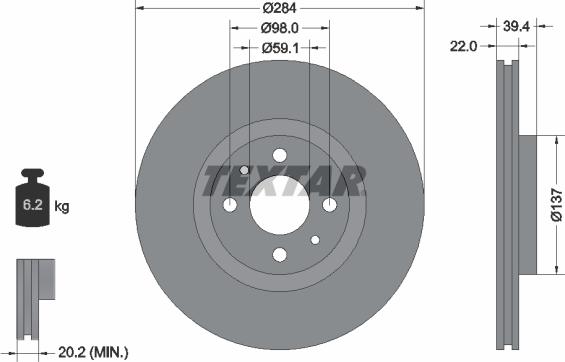 Textar 92055200 - Discofreno www.autoricambit.com