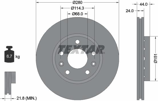 Textar 92195503 - Discofreno www.autoricambit.com