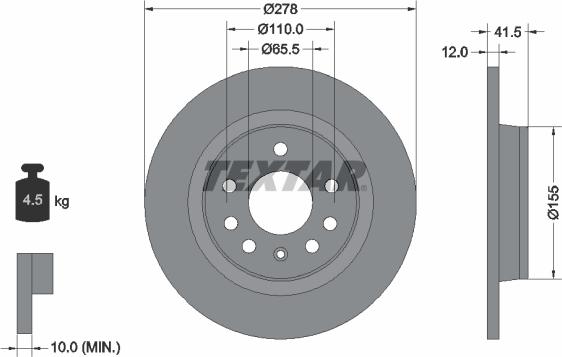 Textar 92118500 - Discofreno www.autoricambit.com