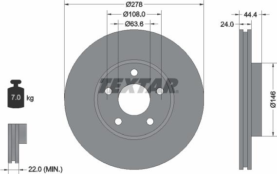 Textar 92124800 - Discofreno www.autoricambit.com