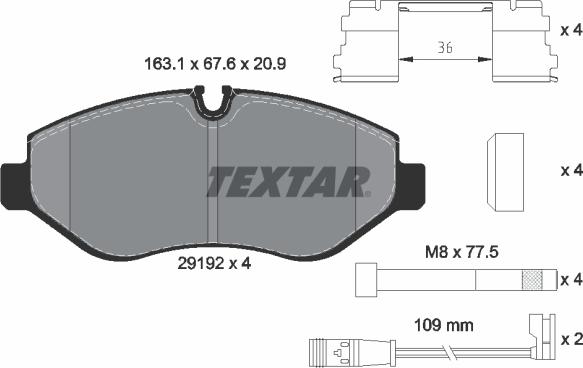 Textar 2919202 - Kit pastiglie freno, Freno a disco www.autoricambit.com