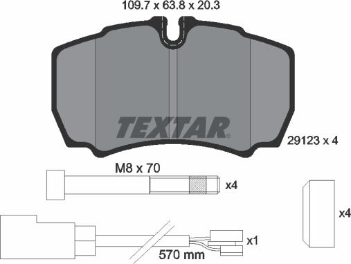 Textar 2912307 - Kit pastiglie freno, Freno a disco www.autoricambit.com