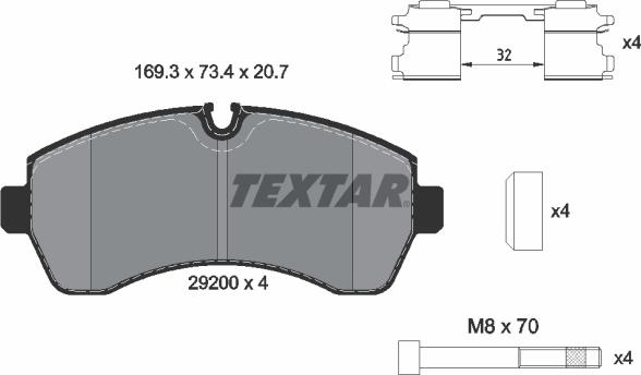 Textar 2920002 - Kit pastiglie freno, Freno a disco www.autoricambit.com