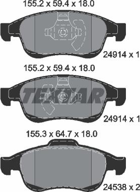 Textar 2491401 - Kit pastiglie freno, Freno a disco www.autoricambit.com