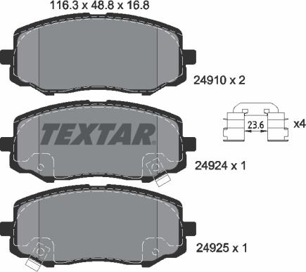 Textar 2491001 - Kit pastiglie freno, Freno a disco www.autoricambit.com