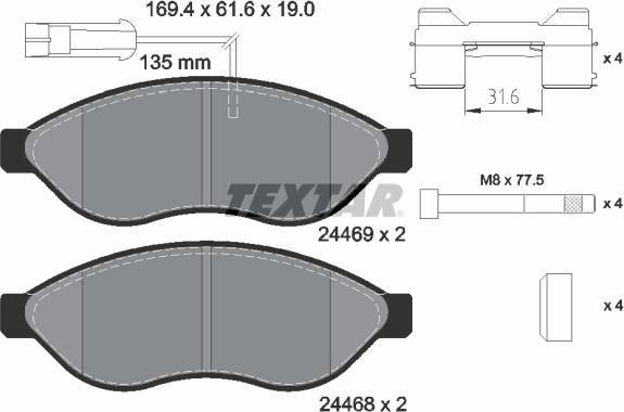 Textar 2446902 - Kit pastiglie freno, Freno a disco www.autoricambit.com