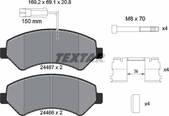 Textar 2446705 - Kit pastiglie freno, Freno a disco www.autoricambit.com