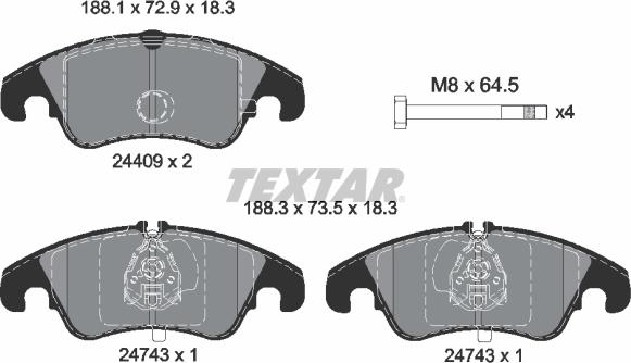 Textar 2440901 - Kit pastiglie freno, Freno a disco www.autoricambit.com