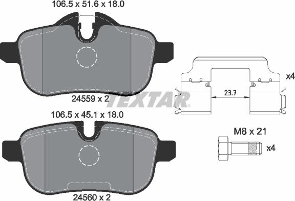 Textar 2455902 - Kit pastiglie freno, Freno a disco www.autoricambit.com