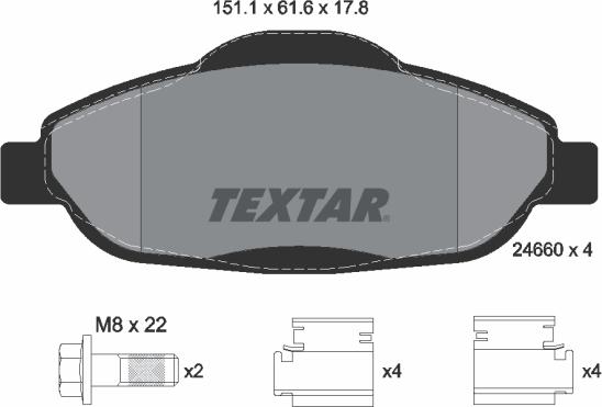 Textar 2466001 - Kit pastiglie freno, Freno a disco www.autoricambit.com