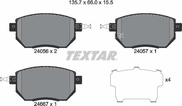 Textar 2405601 - Kit pastiglie freno, Freno a disco www.autoricambit.com