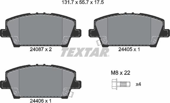 Textar 2408701 - Kit pastiglie freno, Freno a disco www.autoricambit.com