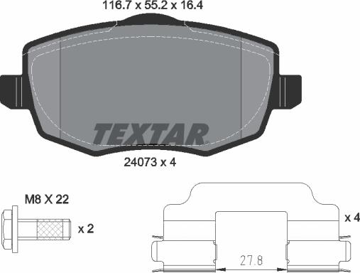 Textar 2407301 - Kit pastiglie freno, Freno a disco www.autoricambit.com