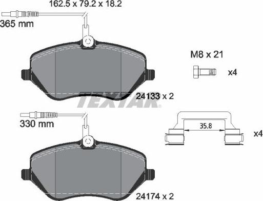 Textar 2413301 - Kit pastiglie freno, Freno a disco www.autoricambit.com