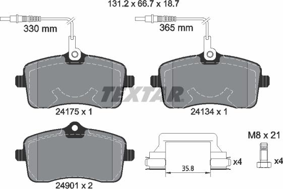 Textar 2417501 - Kit pastiglie freno, Freno a disco www.autoricambit.com