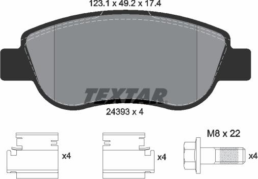 Textar 2439301 - Kit pastiglie freno, Freno a disco www.autoricambit.com