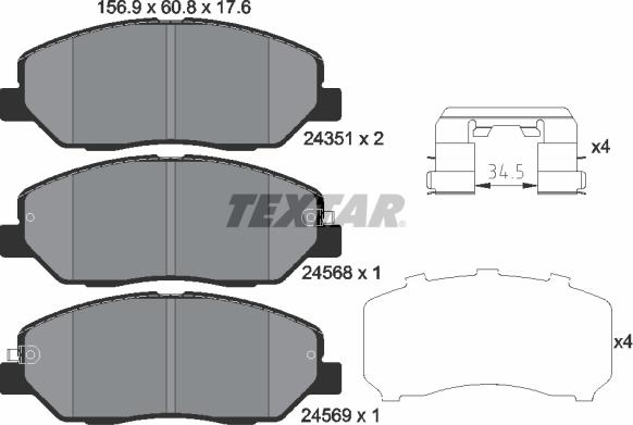 Textar 2435101 - Kit pastiglie freno, Freno a disco www.autoricambit.com