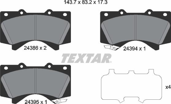 Textar 2438601 - Kit pastiglie freno, Freno a disco www.autoricambit.com