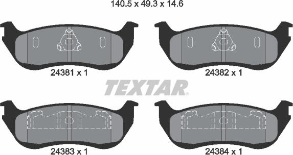 Textar 2438101 - Kit pastiglie freno, Freno a disco www.autoricambit.com