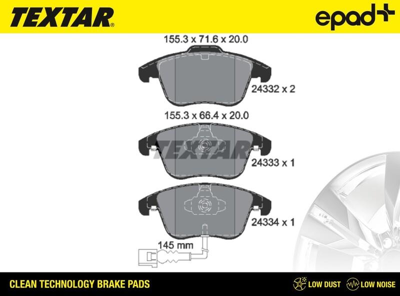 Textar 2433301CP - Kit pastiglie freno, Freno a disco www.autoricambit.com