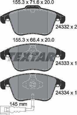 Textar 2433301 - Kit pastiglie freno, Freno a disco www.autoricambit.com