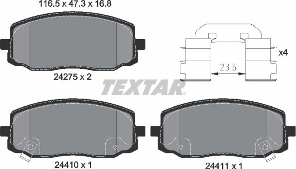 Textar 2427501 - Kit pastiglie freno, Freno a disco www.autoricambit.com