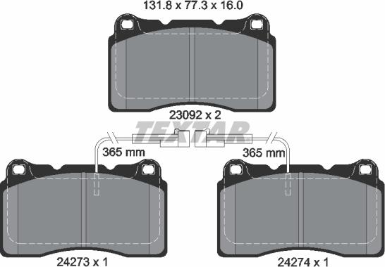 Textar 2427301 - Kit pastiglie freno, Freno a disco www.autoricambit.com