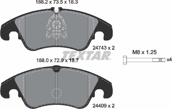 Textar 2474302 - Kit pastiglie freno, Freno a disco www.autoricambit.com