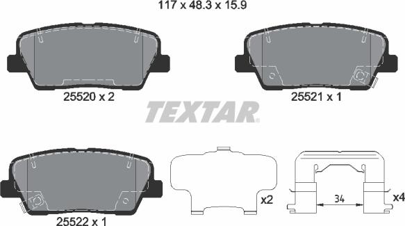 Textar 2552003 - Kit pastiglie freno, Freno a disco www.autoricambit.com